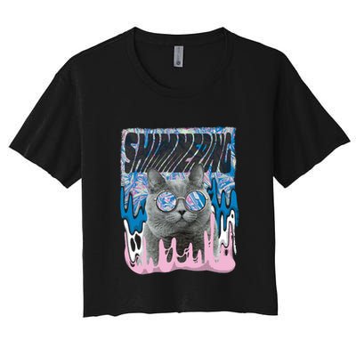 Dazed Cat With Glasses Crop Top