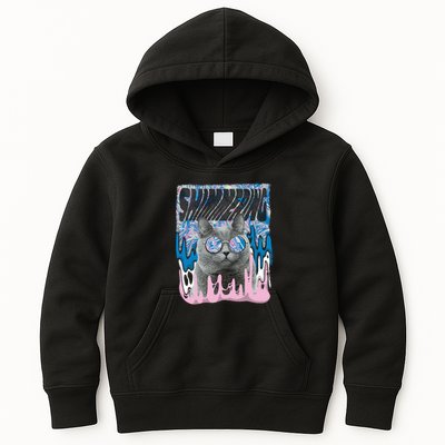 Dazed Cat With Glasses Kids Hoodie