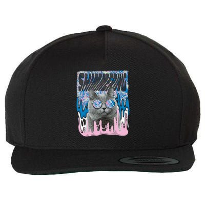 Dazed Cat With Glasses Wool Snapback Cap