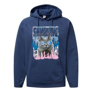 Dazed Cat With Glasses Performance Fleece Hoodie