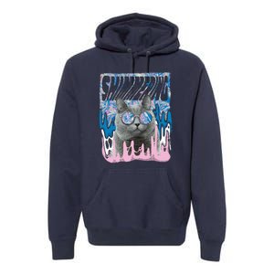 Dazed Cat With Glasses Premium Hoodie