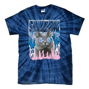 Dazed Cat With Glasses Tie-Dye T-Shirt