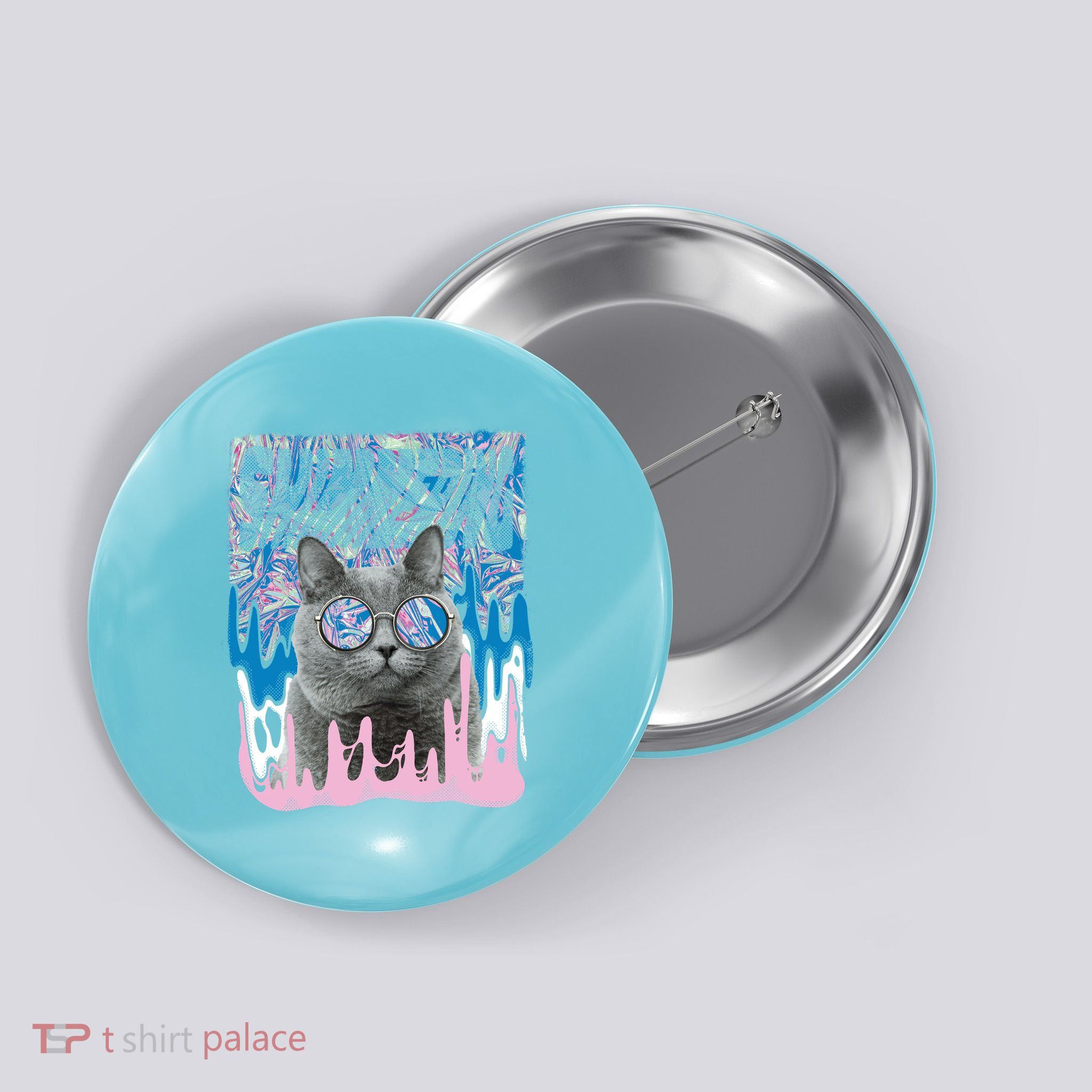 Dazed Cat With Glasses Button