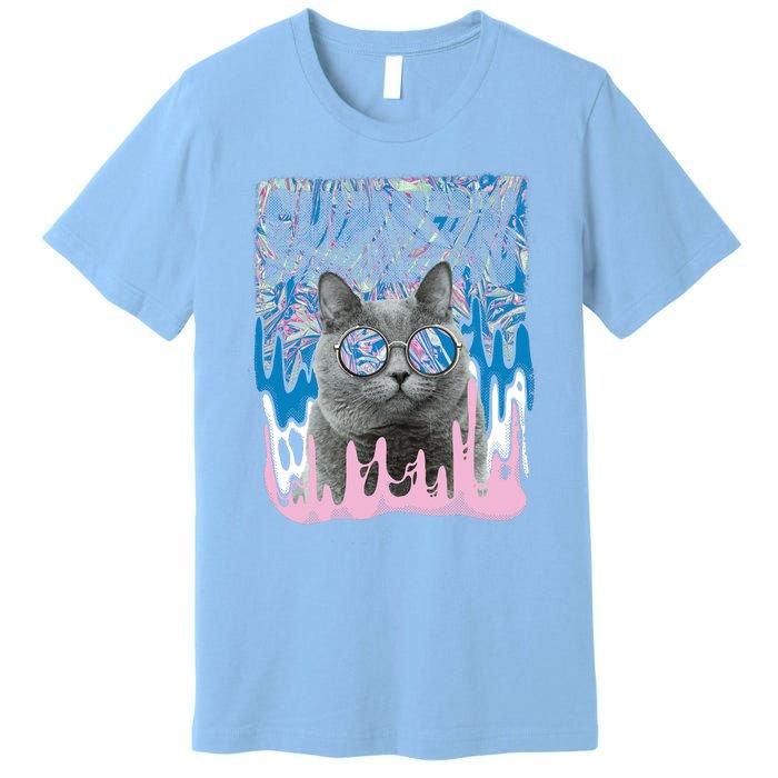 Dazed Cat With Glasses Premium T-Shirt