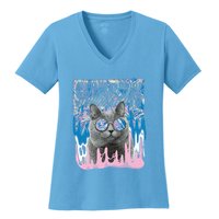 Dazed Cat With Glasses Women's V-Neck T-Shirt