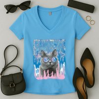 Dazed Cat With Glasses Women's V-Neck T-Shirt
