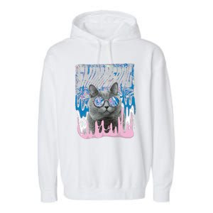 Dazed Cat With Glasses Garment-Dyed Fleece Hoodie