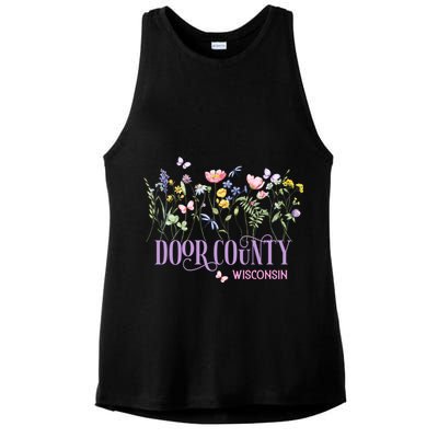 Door County Wisconsin Wildflowers Summer Vacation Souvenir Gift Ladies PosiCharge Tri-Blend Wicking Tank