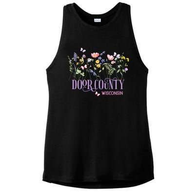 Door County Wisconsin Wildflowers Summer Vacation Souvenir Gift Ladies PosiCharge Tri-Blend Wicking Tank