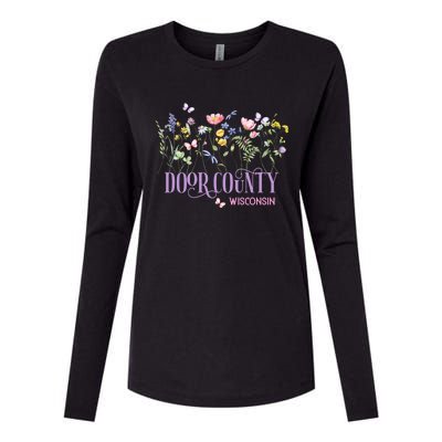 Door County Wisconsin Wildflowers Summer Vacation Souvenir Gift Womens Cotton Relaxed Long Sleeve T-Shirt