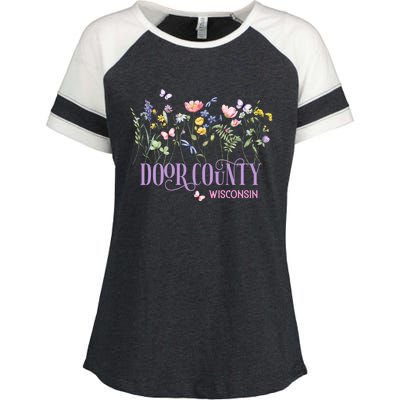 Door County Wisconsin Wildflowers Summer Vacation Souvenir Gift Enza Ladies Jersey Colorblock Tee