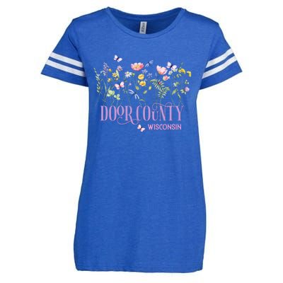 Door County Wisconsin Wildflowers Summer Vacation Souvenir Gift Enza Ladies Jersey Football T-Shirt