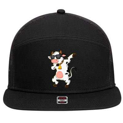 Dabbing Cow Wearing Sunglasses Dab Dance Kids 7 Panel Mesh Trucker Snapback Hat