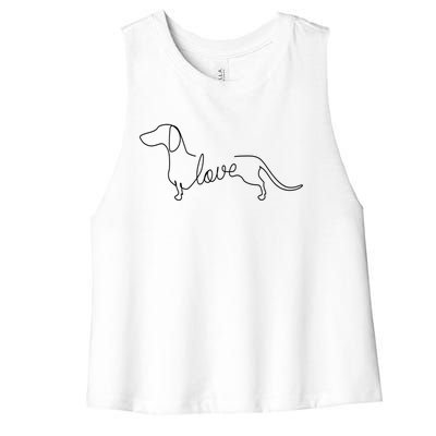 Dachshund Chiweenie Wiener Dog Love Art Sketch Puppy Great Gift Women's Racerback Cropped Tank