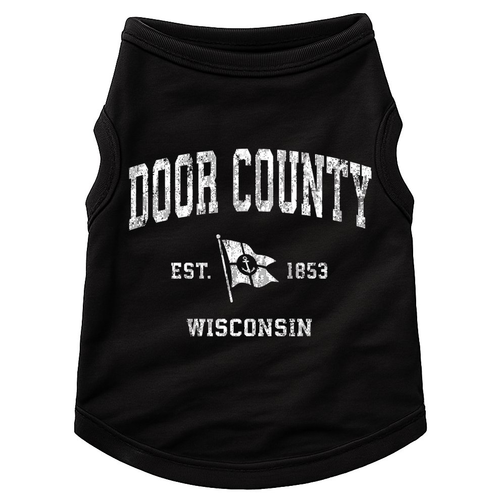 Door County Wi Vintage Nautical Boat Anchor Flag Sports Gift Doggie Tank