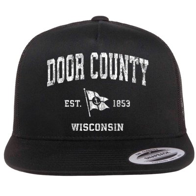 Door County Wi Vintage Nautical Boat Anchor Flag Sports Gift Flatbill Hat