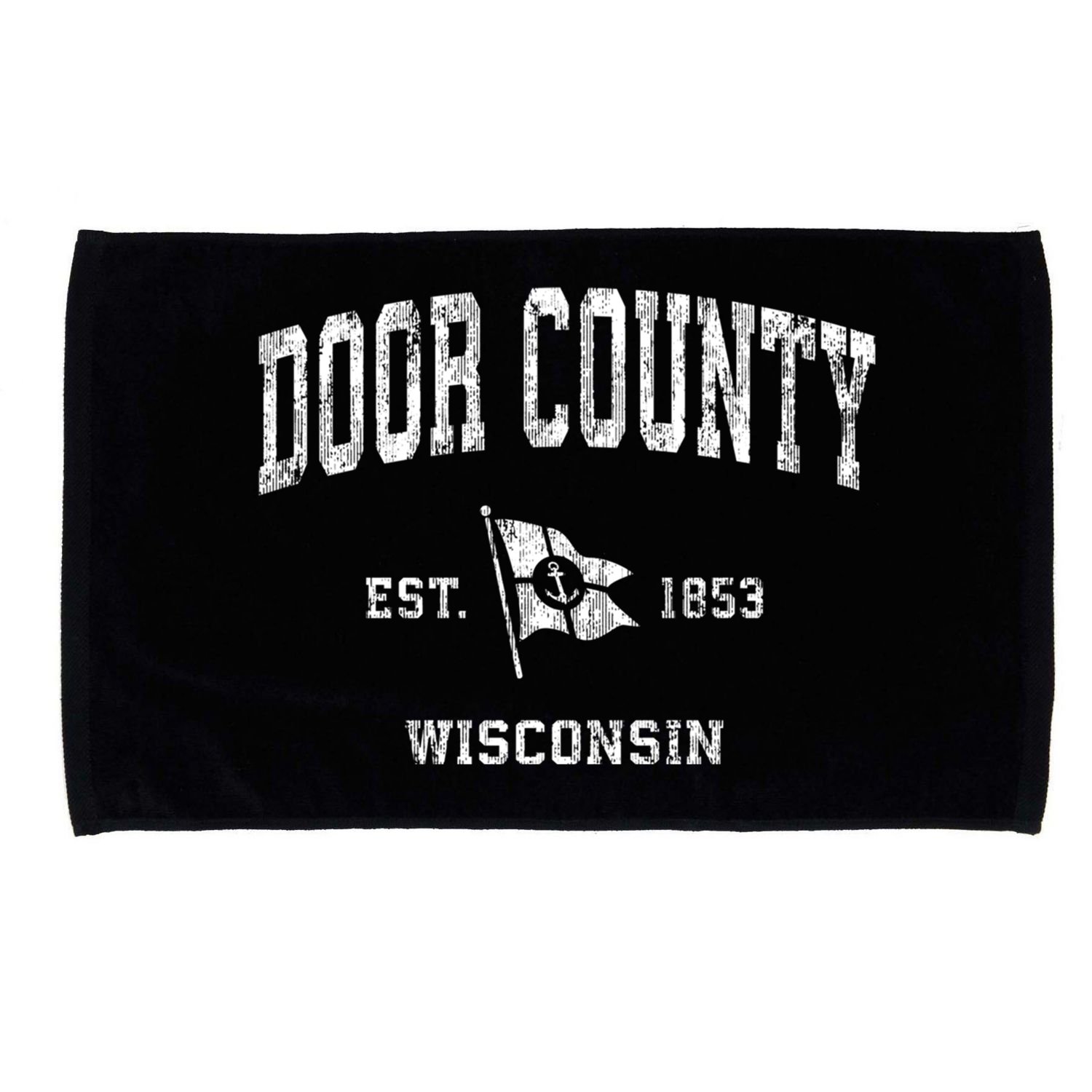 Door County Wi Vintage Nautical Boat Anchor Flag Sports Gift Microfiber Hand Towel