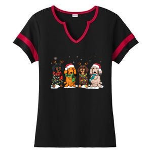 Dachshund Christmas Weiner Dog Christmas Pajamas For Women Ladies Halftime Notch Neck Tee