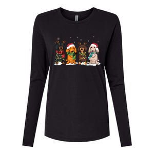 Dachshund Christmas Weiner Dog Christmas Pajamas For Women Womens Cotton Relaxed Long Sleeve T-Shirt