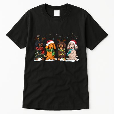 Dachshund Christmas Weiner Dog Christmas Pajamas For Women Tall T-Shirt