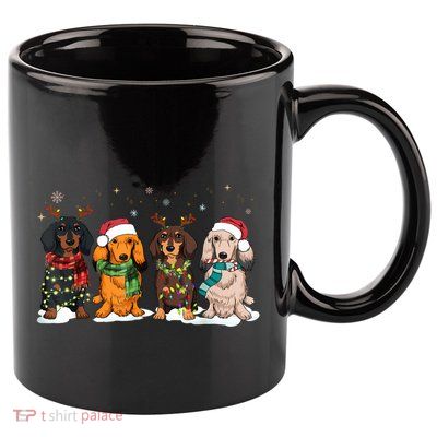 Dachshund Christmas Weiner Dog Christmas Pajamas For Women 11oz C Handle Ceramic Mug