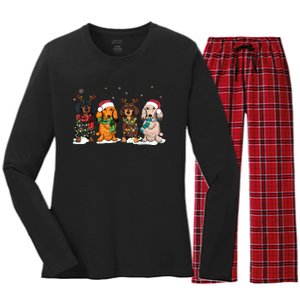 Dachshund Christmas Weiner Dog Christmas Pajamas For Women Women's Long Sleeve Flannel Pajama Set 