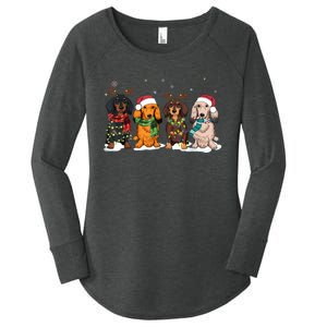 Dachshund Christmas Weiner Dog Christmas Pajamas For Women Women's Perfect Tri Tunic Long Sleeve Shirt