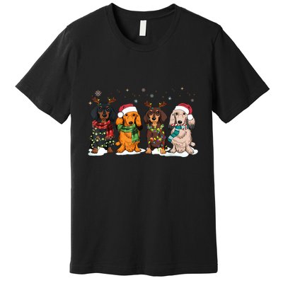 Dachshund Christmas Weiner Dog Christmas Pajamas For Women Premium T-Shirt
