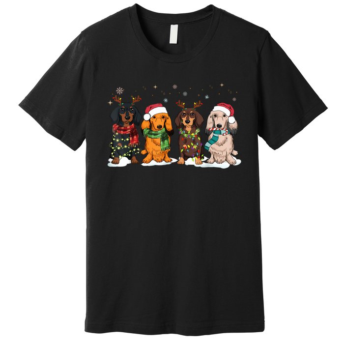 Dachshund Christmas Weiner Dog Christmas Pajamas For Women Premium T-Shirt