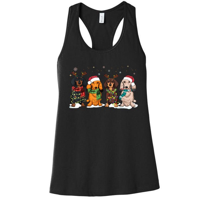 Dachshund Christmas Weiner Dog Christmas Pajamas For Women Women's Racerback Tank