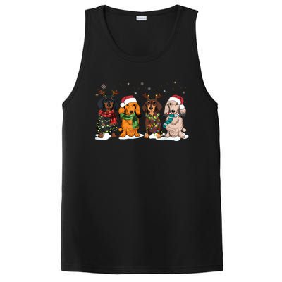 Dachshund Christmas Weiner Dog Christmas Pajamas For Women PosiCharge Competitor Tank