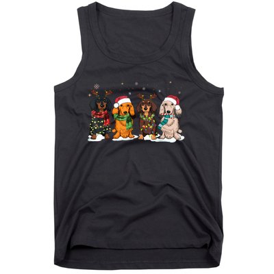 Dachshund Christmas Weiner Dog Christmas Pajamas For Women Tank Top