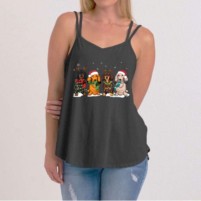 Dachshund Christmas Weiner Dog Christmas Pajamas For Women Women's Strappy Tank