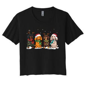 Dachshund Christmas Weiner Dog Christmas Pajamas For Women Women's Crop Top Tee