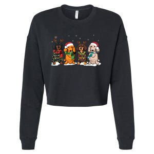 Dachshund Christmas Weiner Dog Christmas Pajamas For Women Cropped Pullover Crew