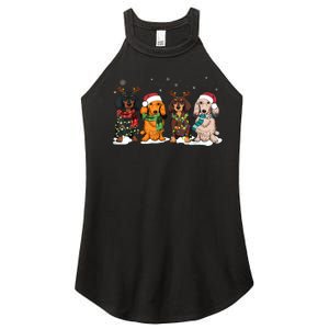 Dachshund Christmas Weiner Dog Christmas Pajamas For Women Women's Perfect Tri Rocker Tank