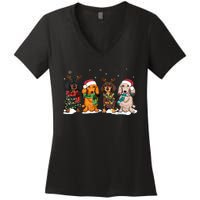 Dachshund Christmas Weiner Dog Christmas Pajamas For Women Women's V-Neck T-Shirt