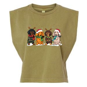 Dachshund Christmas Weiner Dog Christmas Pajamas For Women Garment-Dyed Women's Muscle Tee