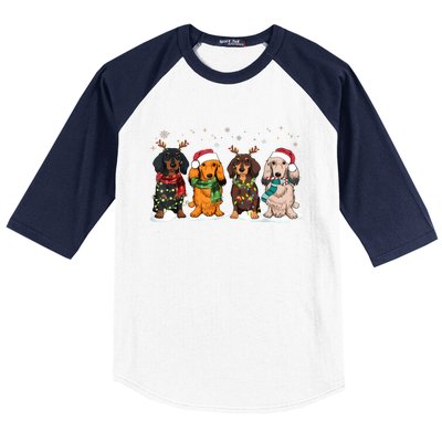 Dachshund Christmas Weiner Dog Christmas Pajamas For Women Baseball Sleeve Shirt