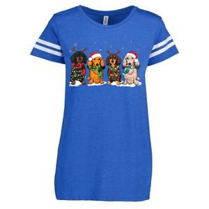 Dachshund Christmas Weiner Dog Christmas Pajamas For Women Enza Ladies Jersey Football T-Shirt