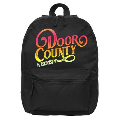 Door County Wisconsin Tourist Design Adults And Kids Souvenir Gift 16 in Basic Backpack