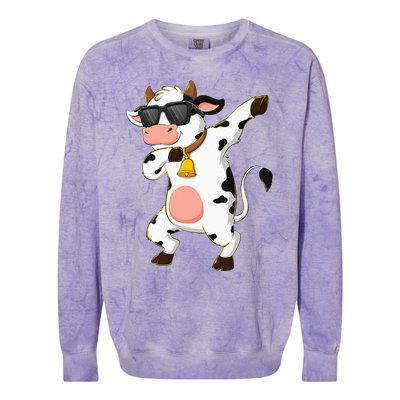 Dabbing Cow Wearing Sunglasses Dab Dance Kids Colorblast Crewneck Sweatshirt