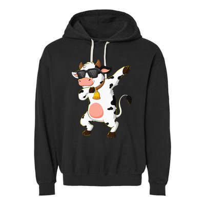 Dabbing Cow Wearing Sunglasses Dab Dance Kids Garment-Dyed Fleece Hoodie