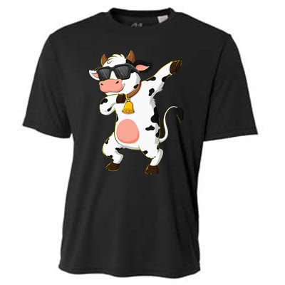 Dabbing Cow Wearing Sunglasses Dab Dance Kids Cooling Performance Crew T-Shirt