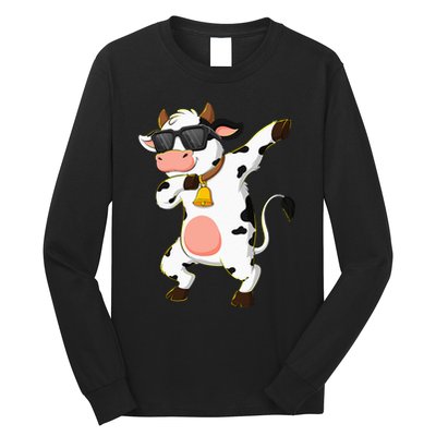 Dabbing Cow Wearing Sunglasses Dab Dance Kids Long Sleeve Shirt