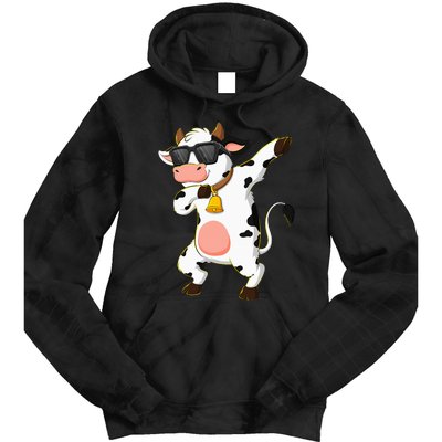 Dabbing Cow Wearing Sunglasses Dab Dance Kids Tie Dye Hoodie