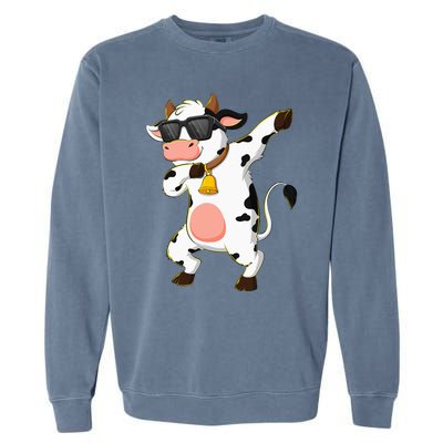 Dabbing Cow Wearing Sunglasses Dab Dance Kids Garment-Dyed Sweatshirt