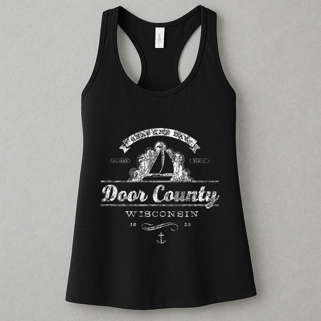 Door County Wi Sailboat Vintage Nautical Womens Tank Top