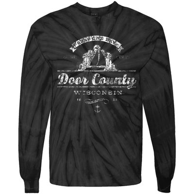 Door County Wi Sailboat Vintage Nautical Tie-Dye Long Sleeve Shirt