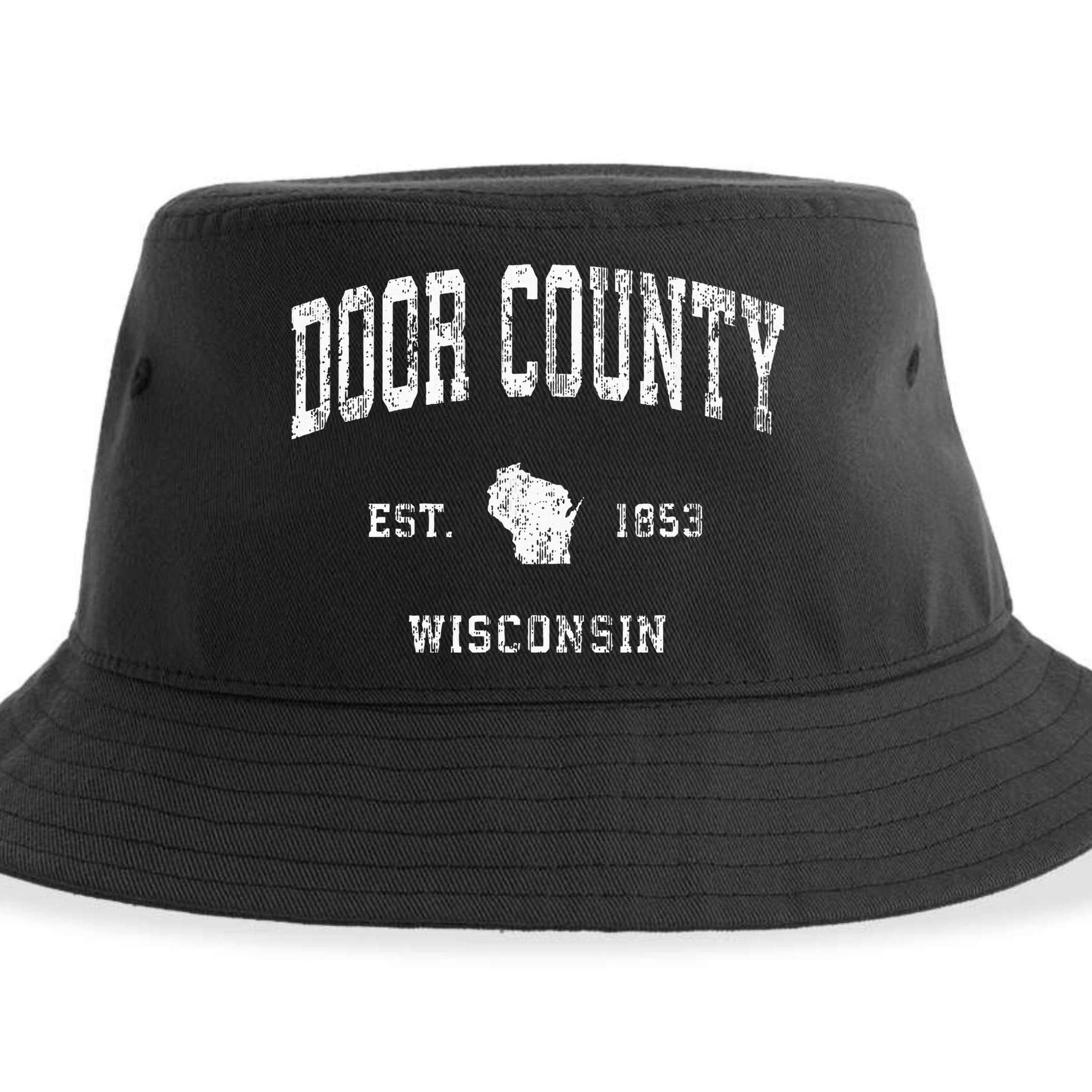 Door County Wisconsin Wi Vintage Athletic Sports Design Sustainable Bucket Hat